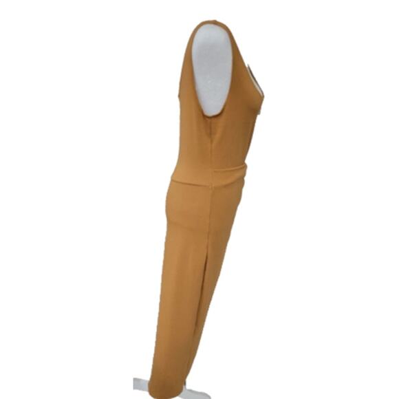 LBLC The Label Eva‎ Side Tie Midi Wrap Dress Women's Size Large Gold Tan - Picture 8 of 11